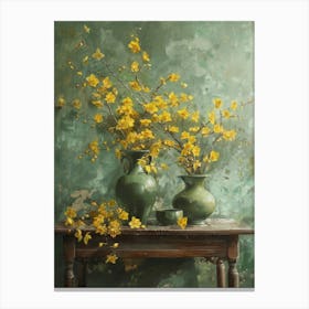 Yellow Flowers In Vases 1 Canvas Print