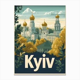 Aihrgdesign A Mid Century Modern Travel Poster For Kyiv 4 Canvas Print