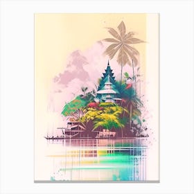 Maluku Islands Indonesia Watercolour Pastel Tropical Destination Canvas Print