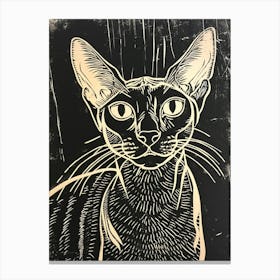 Egyptian Mau Cat Linocut Blockprint 1 Canvas Print
