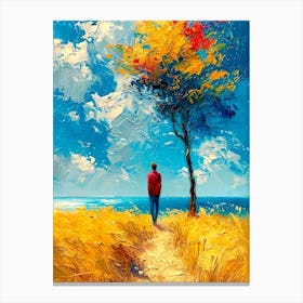 Man Walking Under A Tree Canvas Print