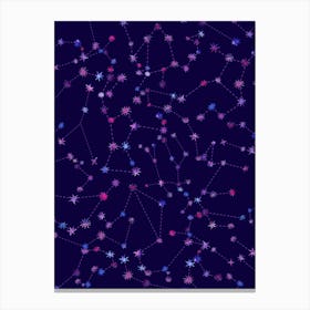 Constellations — Space Neon Watercolor #5 Canvas Print