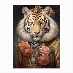 Tiger Art In Rococo Style 3 Canvas Print