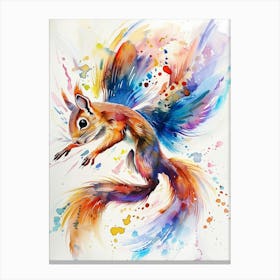 Flying Squirrel Colourful Watercolour 3 Canvas Print