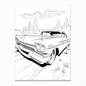 Radiator Springs (Cars) Fantasy Inspired Line Art 1 Canvas Print