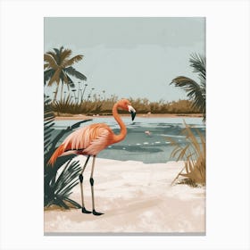 Greater Flamingo Salt Pans And Lagoons Tropical Illustration 8 Canvas Print
