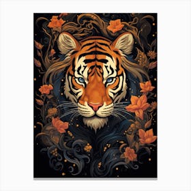 Tiger Art In Art Nouveau Style 4 Canvas Print