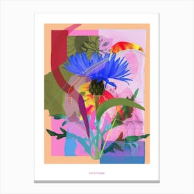 Cornflower (Bachelor S Button) 4 Neon Flower Collage Poster Canvas Print