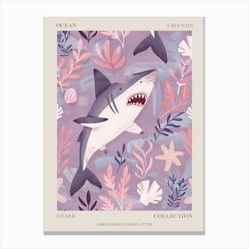 Purple Largetooth Cookiecutter Shark Illustration 4 Poster Canvas Print