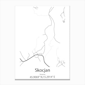 Skocjan,Slovenia Minimalist Map Toile