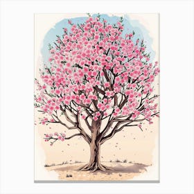 Cherry Blossom Tree Storybook Illustration 1 Canvas Print