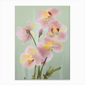 Orchids Flowers Acrylic Painting In Pastel Colours 12 Canvas Print
