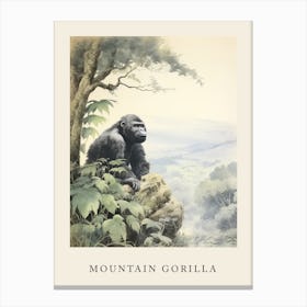 Beatrix Potter Inspired  Animal Watercolour Mountain Gorilla 4 Canvas Print