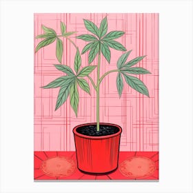 Pink And Red Plant Illustration Red Edged Dracaena 1 Canvas Print