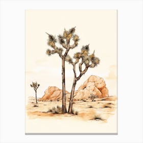  Minimalist Joshua Trees In Mojave Desert Line Art 2 Canvas Print