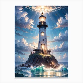 A Lighthouse In The Middle Of The Ocean 51 Canvas Print