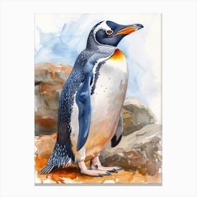 Humboldt Penguin Bleaker Island Watercolour Painting 4 Canvas Print