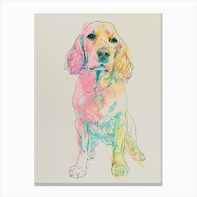 Colourful Bergamasco Sheepdog Abstract Line Illustration 1 Canvas Print