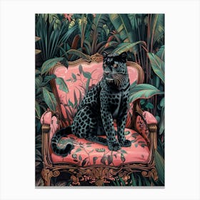 Black Leopard Maximalist Jungle Decor Animals Canvas Print