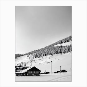 Pas De La Casa, Andorra Black And White Skiing Poster Canvas Print