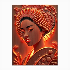 Geisha Vivid Orange portrait Canvas Print