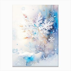 Frost, Snowflakes, Storybook Watercolours 2 Canvas Print