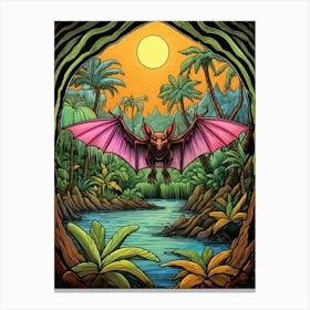 Fruit Bat Floral Vintage Illustration 7 Canvas Print