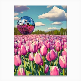 Disco Ball In Tulips Canvas Print