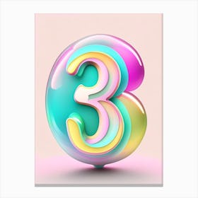3, Number, Education Bubble Rainbow 1 Canvas Print