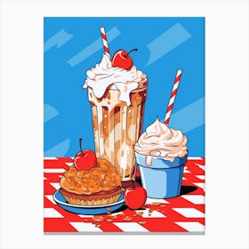 Milkshake Blue Red Checkerboard Canvas Print