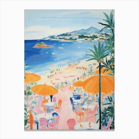 Costa Smeralda, Sardinia   Italy Beach Club Lido Watercolour 6 Canvas Print