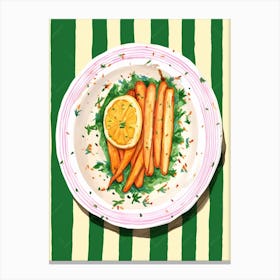 A Plate Of Sweet Carrots, Top View Food Illustration 3 Canvas Print
