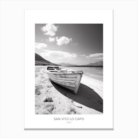 Poster Of San Vito Lo Capo, Italy, Black And White Photo 4 Canvas Print