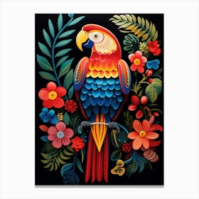 Folk Bird Illustration Macaw 1 Canvas Print