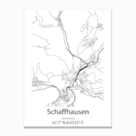 Schaffhausen,Switzerland Minimalist Map Canvas Print