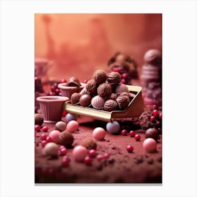 Chocolates On A Table sweet food Canvas Print