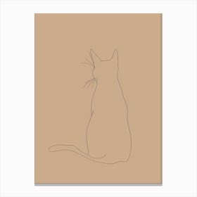 Cat Sitting - Boho, Line Art 6 Canvas Print