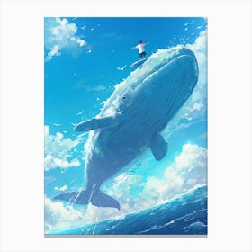 Man Riding A Whale Canvas Print