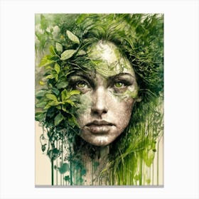 Green Woman Canvas Print