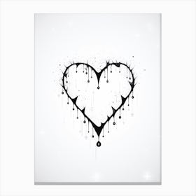 Spiky Dripping Black Heart Minimalist Canvas Print