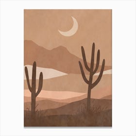 Desert Landscape With Cactus 2 Canvas Print