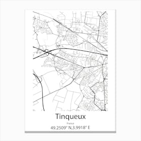 Tinqueux,France Minimalist Map Leinwandbild