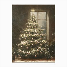 Christmas Tree In The Window Canvas Print