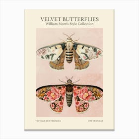 Velvet Butterflies Collection Vintage Butterflies William Morris Style 2 Canvas Print