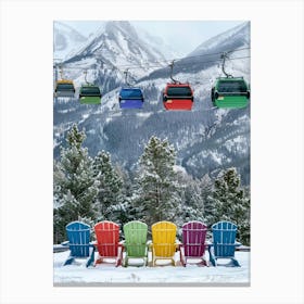 Colorful Chairs In The Snow Canvas Print