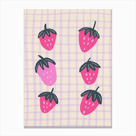 Strawberries Grid Background Lienzo