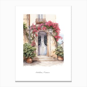 Antibes, France   Mediterranean Doors Watercolour Painting 2 Poster Canvas Print