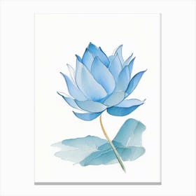 Blue Lotus Pencil Illustration 3 Canvas Print