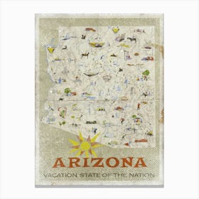 Vintage Travel Poster ― Arizon Vaction State Of The Nation Canvas Print