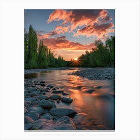 Sunset Over The River 2 Canvas Print